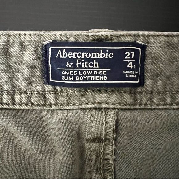 Abercrombie & Fitch Pants Womens Size 27/4 Green Denim Twill Floral Embroidered - Picture 9 of 14
